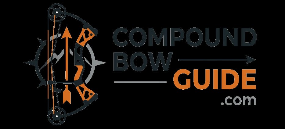 Logo featuring a stylized compound bow with arrows alongside the text "Compound Bow Guide.com" in black and orange on a light background.